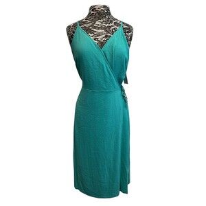 NWT Nine West Wrap Dress Teal Mint Green Midi Spaghetti Straps V-Neck‎ Tie XXL